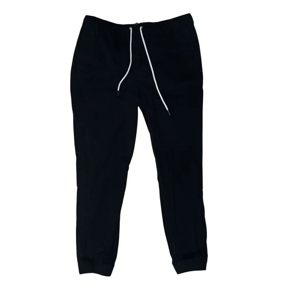 Forever 21 Men's Solid Black Jeggings Jogger Pants with Drawstring Cotton L